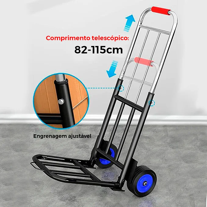 [Leve 2 Pague 1] Carrinho Portátil Dobrável de Inox Multifunções + BRINDE: 3 Cordas Extrema Espessura