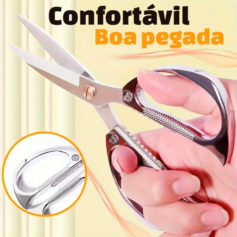 Kit Tesouras de Inox Corte Super Afiado M3 + BRINDE: Porta Tempero com 16 Potes