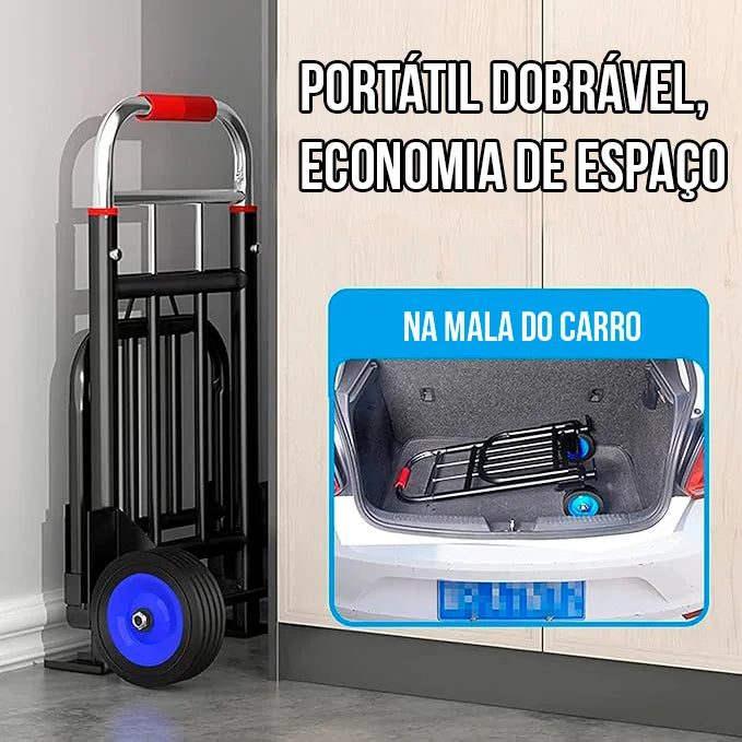 [Leve 2 Pague 1] Carrinho Portátil Dobrável de Inox Multifunções + BRINDE: 3 Cordas Extrema Espessura