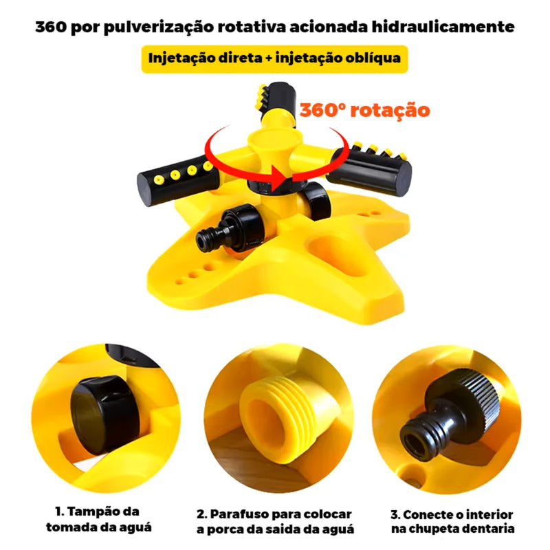 [Leve 3 Pague 1] Irrigador Grama Verde 360° Com Mangueira de Expansão + BRINDE: Bico de Alta Pressão