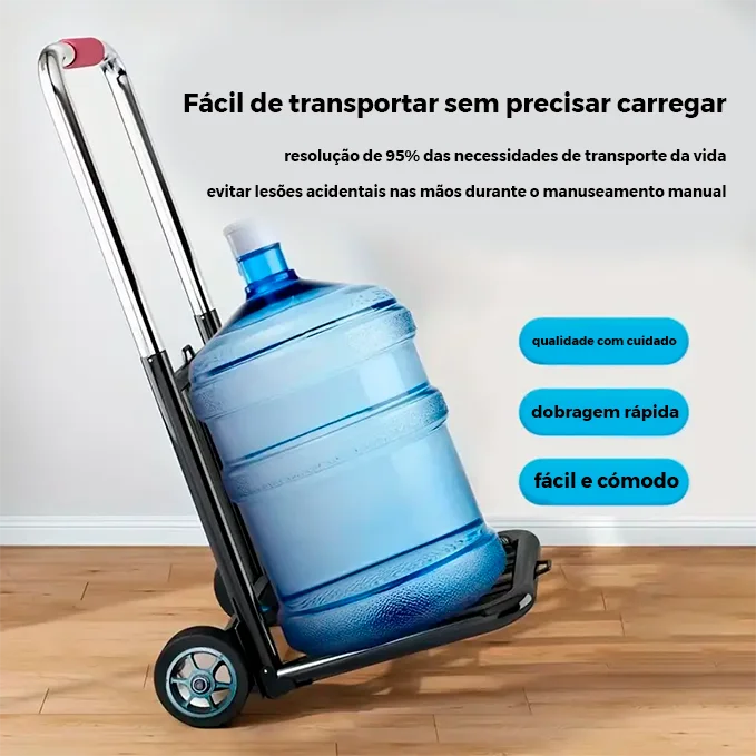 [Leve 2 Pague 1] Carrinho Portátil Dobrável de Inox Multifunções + BRINDE: 3 Cordas Extrema Espessura