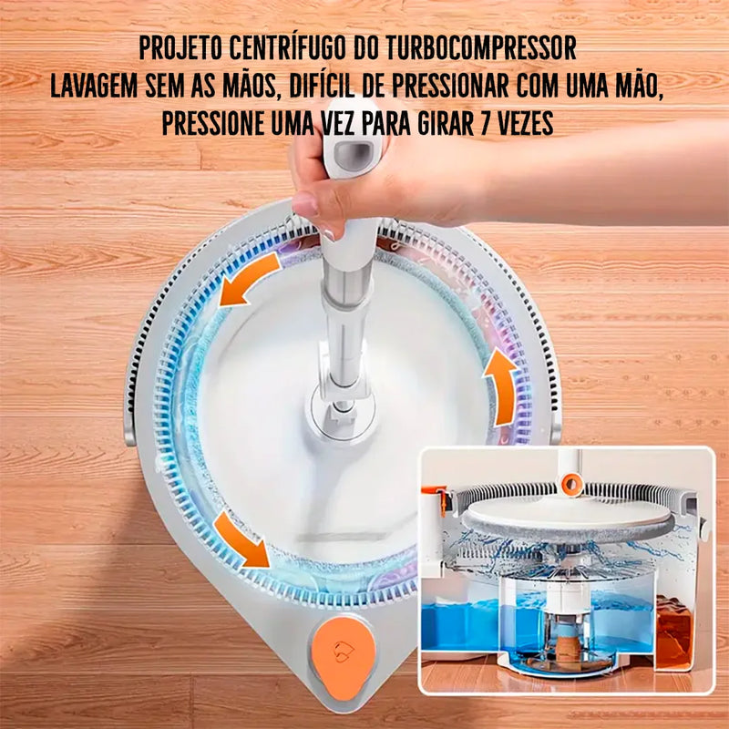 [Leve 3 Pague 1] Mop de Limpeza Giratório 360° LimpMax + BRINDE: Kit de Limpeza