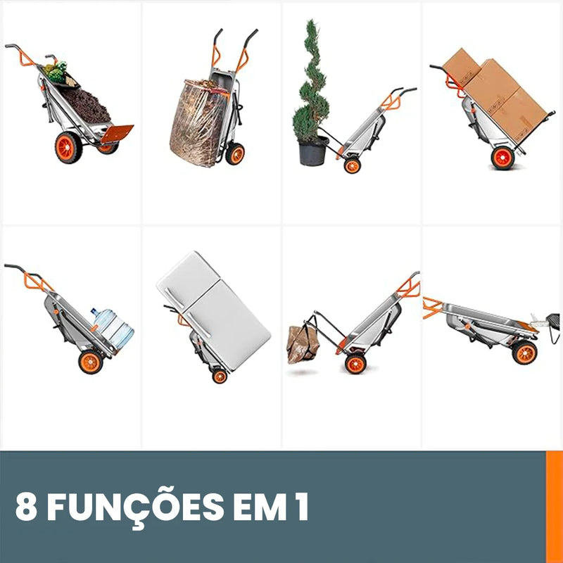 [Leve 2 Pague 1] Carrinho de Mão Work Multifunções 8 em 1 + BRINDE: 2 Rodas + Kit Acessórios