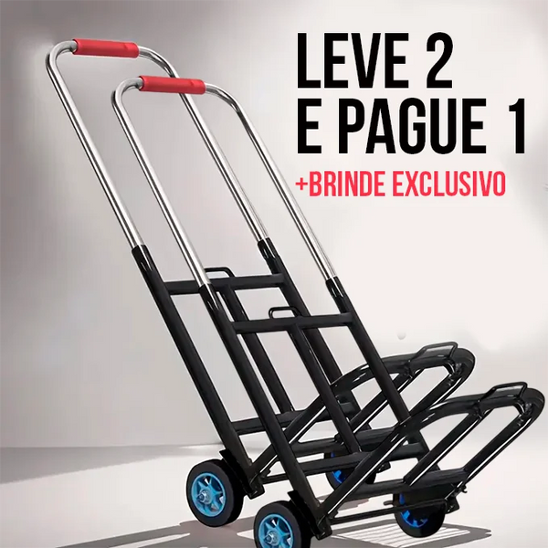 [Leve 2 Pague 1] Carrinho Portátil Dobrável de Inox Multifunções + BRINDE: 3 Cordas Extrema Espessura