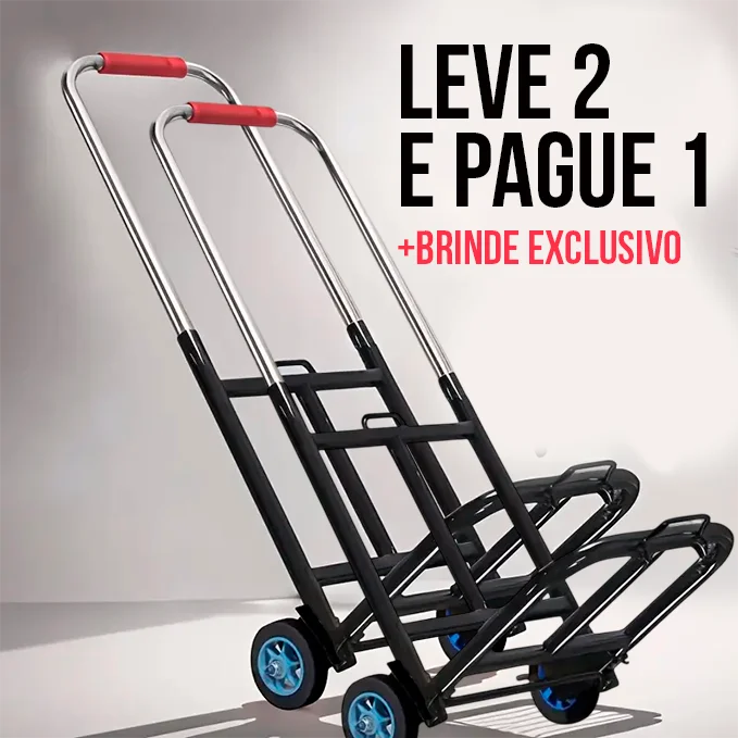 [Leve 2 Pague 1] Carrinho Portátil Dobrável de Inox Multifunções + BRINDE: 3 Cordas Extrema Espessura