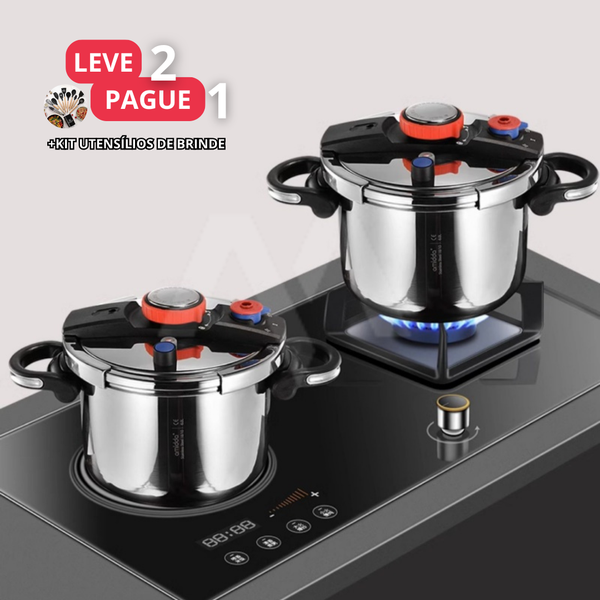 [Leve 2 Pague 1] Panela de Pressão TurboChef Aço Inoxidável - À Prova De Explosões + BRINDE: Kit Utensílios