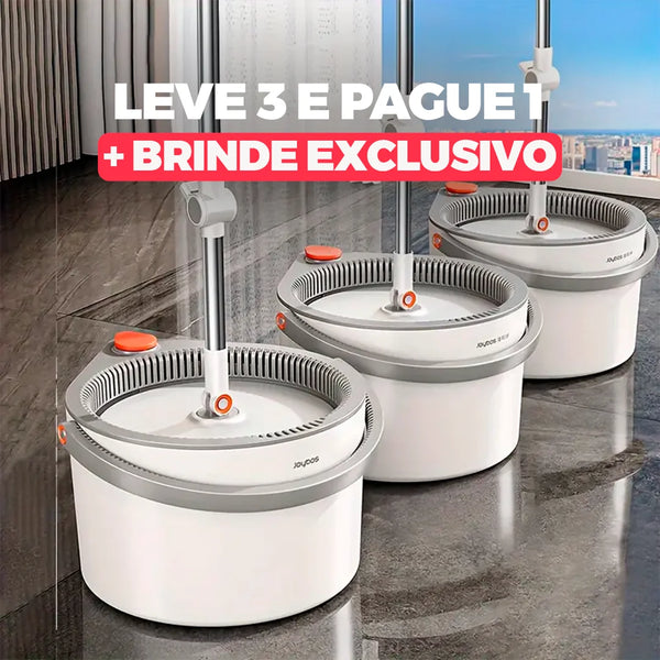 [Leve 3 Pague 1] Mop de Limpeza Giratório 360° LimpMax + BRINDE: Kit de Limpeza